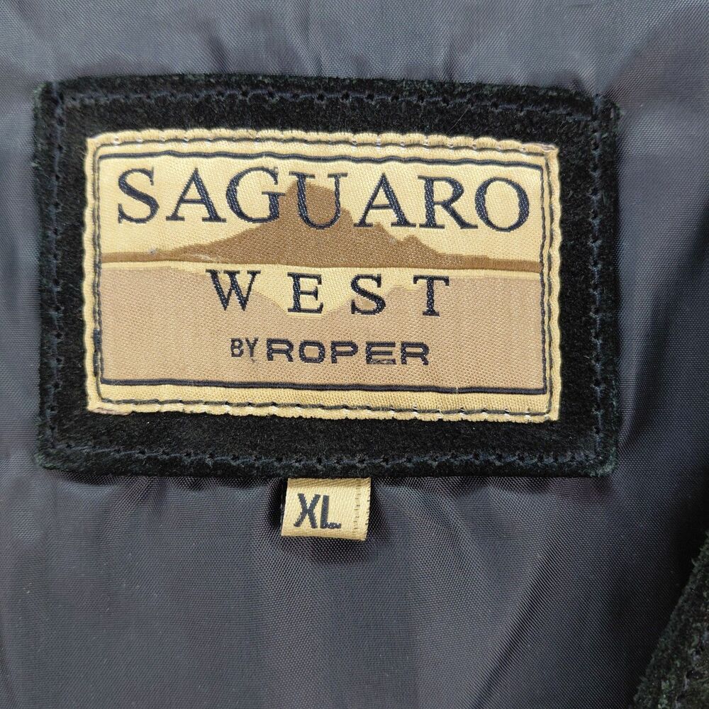 Saguaro West Roper Suede Vest Mens XL Black Leather Western Cowboy Biker VTG - Picture 4 of 10